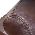 Fauteuil inclinable manuel Davin en cuir pleine fleur marron avec repose-pieds extensible