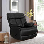 Fauteuil inclinable manuel Davin en cuir pleine fleur marron avec repose-pieds extensible