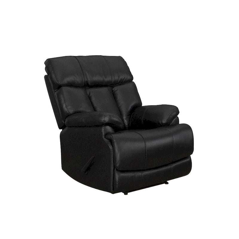 Fauteuil inclinable manuel Davin en cuir pleine fleur marron avec repose-pieds extensible