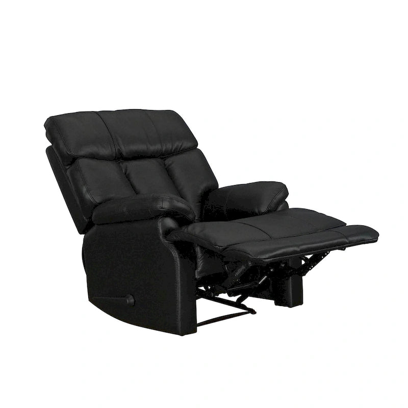 Fauteuil inclinable manuel Davin en cuir pleine fleur marron avec repose-pieds extensible