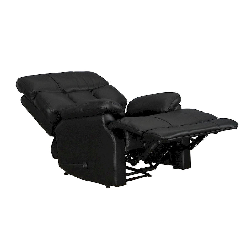 Fauteuil inclinable manuel Davin en cuir pleine fleur marron avec repose-pieds extensible