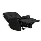 Fauteuil inclinable manuel Davin en cuir pleine fleur marron avec repose-pieds extensible