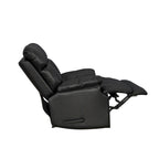 Fauteuil inclinable manuel Davin en cuir pleine fleur marron avec repose-pieds extensible