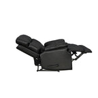 Fauteuil inclinable manuel Davin en cuir pleine fleur marron avec repose-pieds extensible