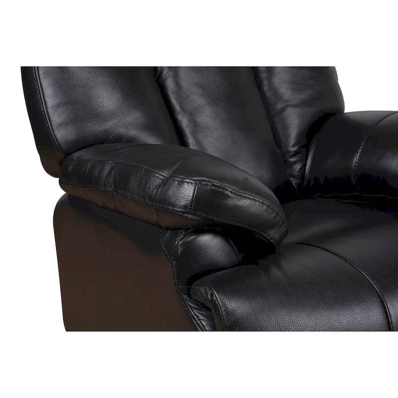Fauteuil inclinable manuel Davin en cuir pleine fleur marron avec repose-pieds extensible