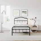 Cadre de lit robuste et stable de 35,5 cm (14 pouces) avec tête de lit à motif ondulé, sans sommier.