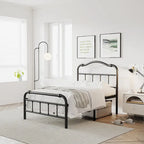 Cadre de lit robuste et stable de 35,5 cm (14 pouces) avec tête de lit à motif ondulé, sans sommier.