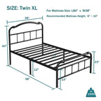 Cadre de lit robuste et stable de 35,5 cm (14 pouces) avec tête de lit à motif ondulé, sans sommier.