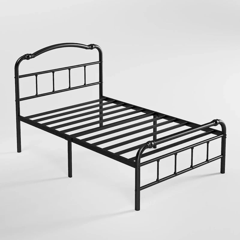 Cadre de lit robuste et stable de 35,5 cm (14 pouces) avec tête de lit à motif ondulé, sans sommier.