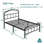 Cadre de lit robuste et stable de 35,5 cm (14 pouces) avec tête de lit à motif ondulé, sans sommier.