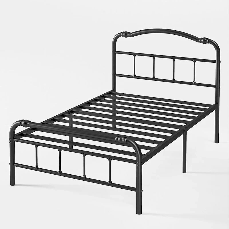 Cadre de lit robuste et stable de 35,5 cm (14 pouces) avec tête de lit à motif ondulé, sans sommier.