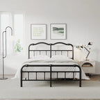 Cadre de lit robuste et stable de 35,5 cm (14 pouces) avec tête de lit à motif ondulé, sans sommier.