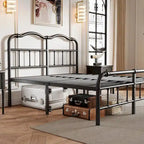 Cadre de lit robuste et stable de 35,5 cm (14 pouces) avec tête de lit à motif ondulé, sans sommier.