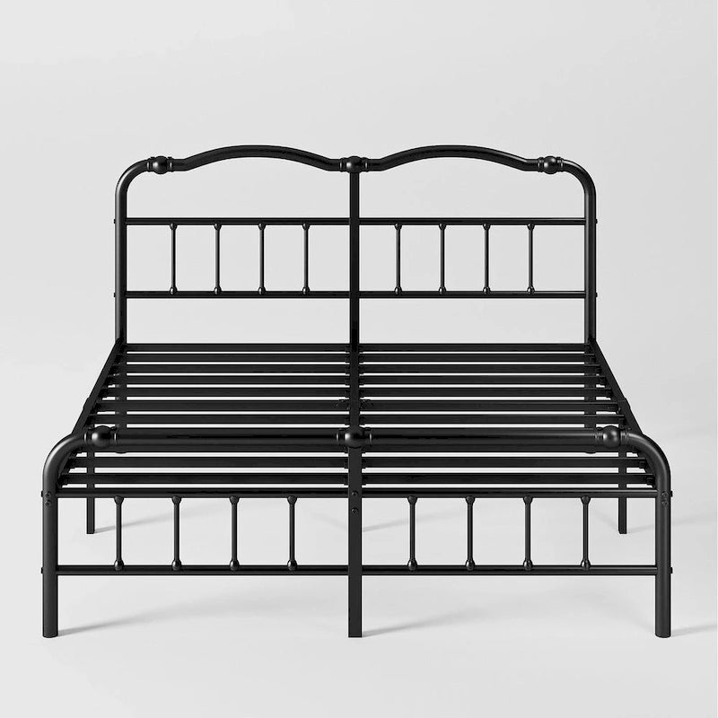 Cadre de lit robuste et stable de 35,5 cm (14 pouces) avec tête de lit à motif ondulé, sans sommier.