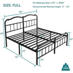 Cadre de lit robuste et stable de 35,5 cm (14 pouces) avec tête de lit à motif ondulé, sans sommier.