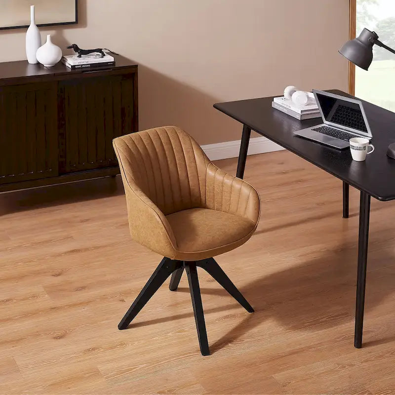 Fauteuil pivotant Art Leon pour bureau à domicile moderne avec pieds en bois