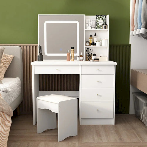 39.4 W Dresser Makeup Vanity Set with Stool and Mirror Room