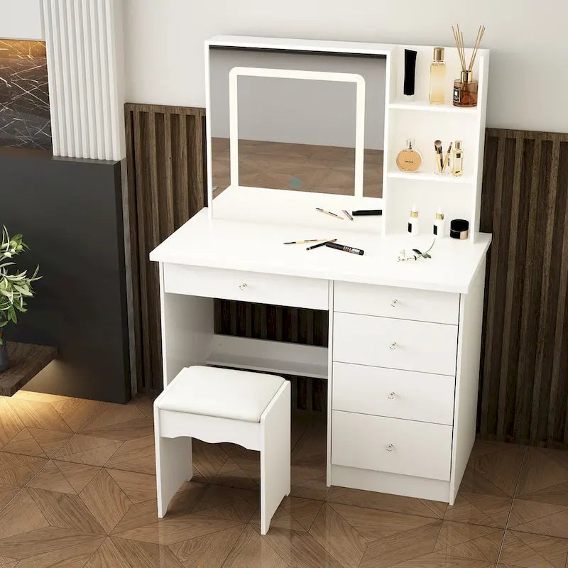 Ensemble coiffeuse de maquillage 39,4 W avec tabouret et miroir