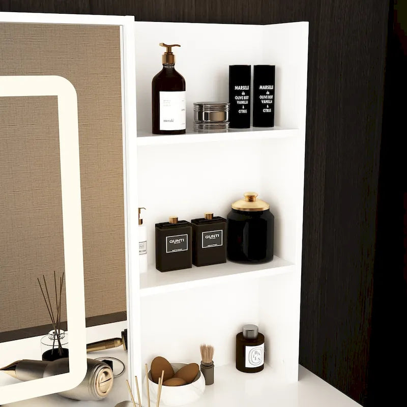 Ensemble coiffeuse de maquillage 39,4 W avec tabouret et miroir