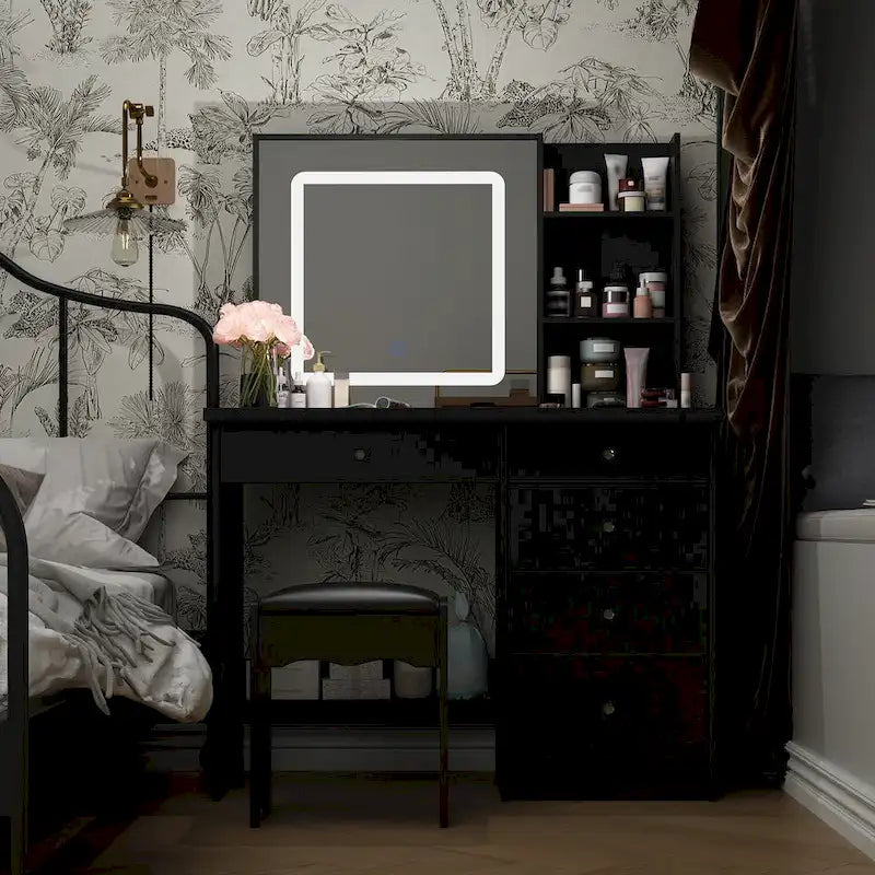 Ensemble coiffeuse de maquillage 39,4 W avec tabouret et miroir