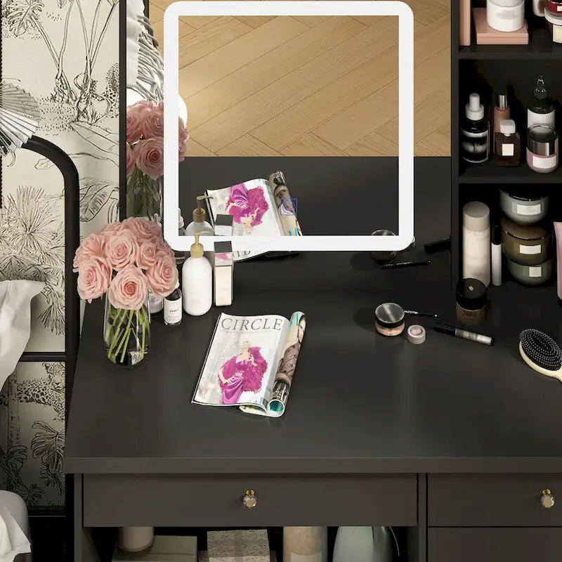 Ensemble coiffeuse de maquillage 39,4 W avec tabouret et miroir