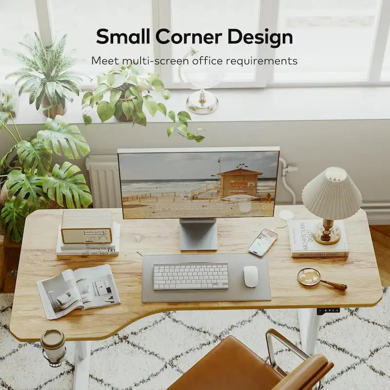 Bureau assis-debout électrique réglable en hauteur FEZIBO, table réglable en hauteur, bureau pour bureau à domicile avec plateau de jonction