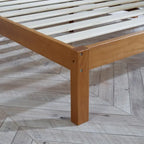 Lit plateforme en bois massif MUSEHOMEINC avec tête de lit pour chambre à coucher, support à lattes en bois, aucun sommier requis.