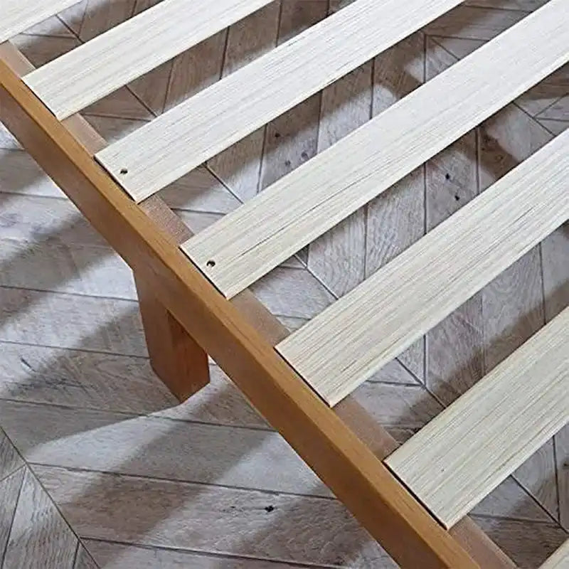 Lit plateforme en bois massif MUSEHOMEINC avec tête de lit pour chambre à coucher, support à lattes en bois, aucun sommier requis.