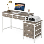 Bureau d'ordinateur à 5 tiroirs, bureau d'étude avec caisson de rangement réversible pour bureau à domicile