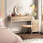 Bureau d'ordinateur à 5 tiroirs, bureau d'étude avec caisson de rangement réversible pour bureau à domicile