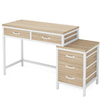 Bureau d'ordinateur à 5 tiroirs, bureau d'étude avec caisson de rangement réversible pour bureau à domicile