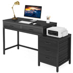 Bureau d'ordinateur à 5 tiroirs, bureau d'étude avec caisson de rangement réversible pour bureau à domicile