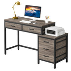 Bureau d'ordinateur à 5 tiroirs, bureau d'étude avec caisson de rangement réversible pour bureau à domicile
