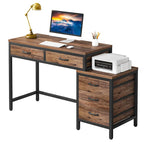 Bureau d'ordinateur à 5 tiroirs, bureau d'étude avec caisson de rangement réversible pour bureau à domicile