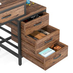 Bureau d'ordinateur à 5 tiroirs, bureau d'étude avec caisson de rangement réversible pour bureau à domicile