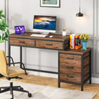 Bureau d'ordinateur à 5 tiroirs, bureau d'étude avec caisson de rangement réversible pour bureau à domicile