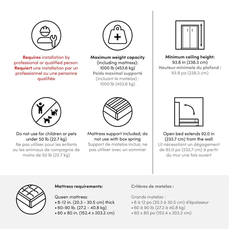 Lit escamotable Queen 70W polyvalent pour chambre multifonctionnelle par Bestar