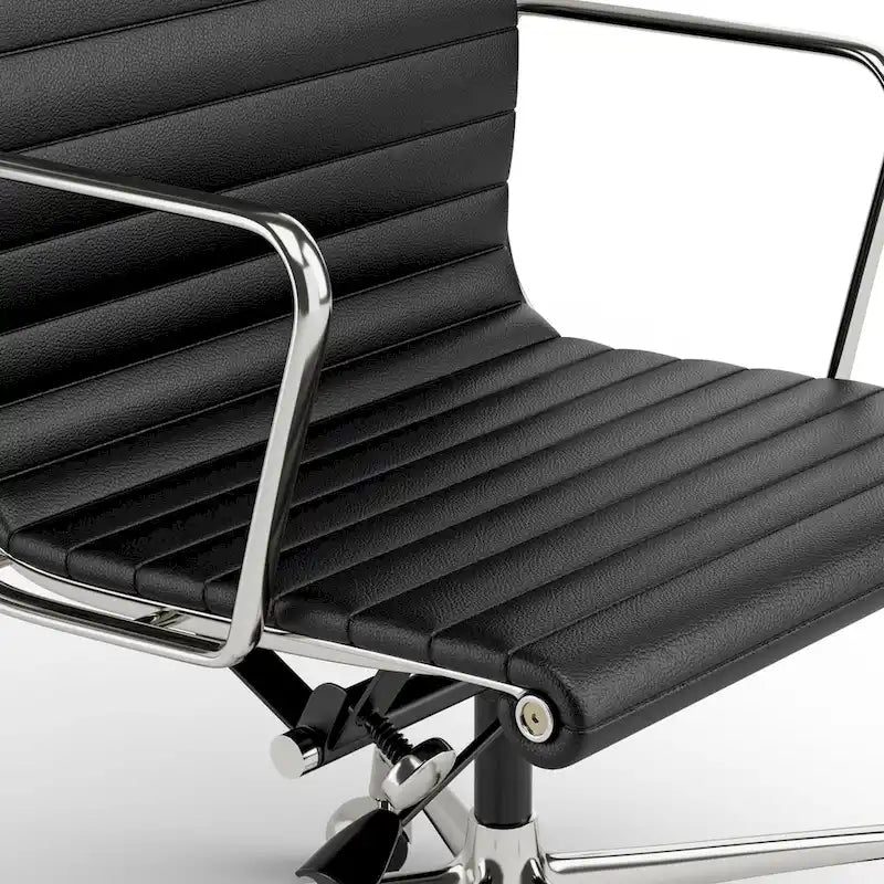 Fauteuil de bureau ergonomique à dossier haut en cuir véritable côtelé - Non disponible