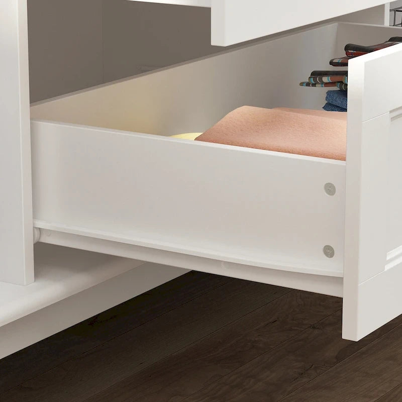 Armoire-penderie familiale en bois laqué blanc, 63W, avec tringles à vêtements