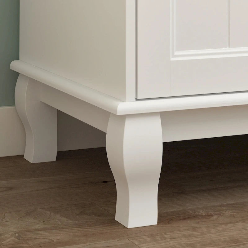 Armoire-penderie familiale en bois laqué blanc, 63W, avec tringles à vêtements