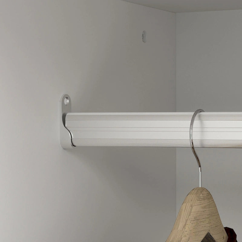 Armoire-penderie familiale en bois laqué blanc, 63W, avec tringles à vêtements