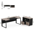 Bureau de direction en L de 63 pouces avec caisson de rangement réversible et tiroirs de rangement