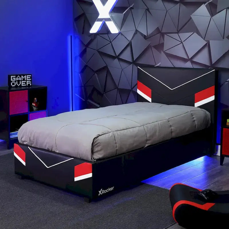 Cadre de lit gaming eSports X Rocker Orion, noir/rouge, 1 place