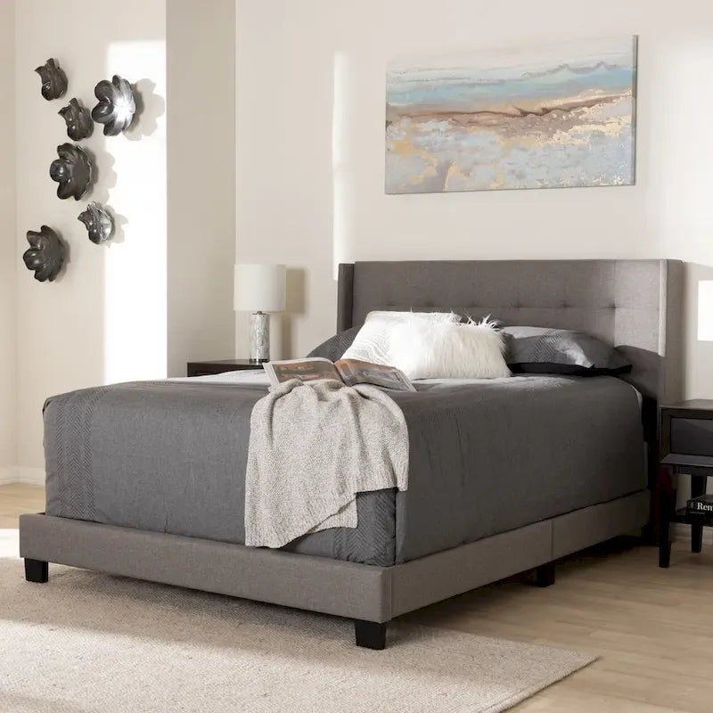 Lit contemporain en tissu capitonné par Baxton Studio