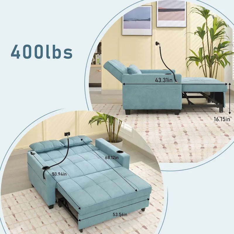 Canapé-lit convertible 3 en 1 avec ports USB