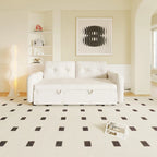 Canapé-lit gigogne Queen 66,2 pouces, système hydraulique convertible, avec rangement et 2 coussins moelleux, revêtement capitonné.