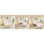 Canapé-lit gigogne Queen 66,2 pouces, système hydraulique convertible, avec rangement et 2 coussins moelleux, revêtement capitonné.