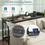 Table console d'entrée avec prises électriques et ports USB, 180 cm de long