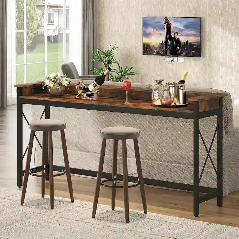 Table console d'entrée avec prises électriques et ports USB, 180 cm de long