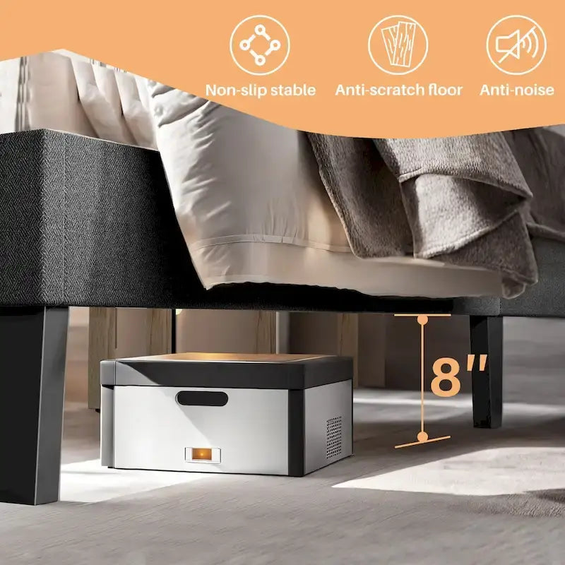 Cadre de lit plateforme Queen Size avec tête de lit rembourrée en tissu et sommier à lattes en bois, aucun sommier requis/assemblage facile